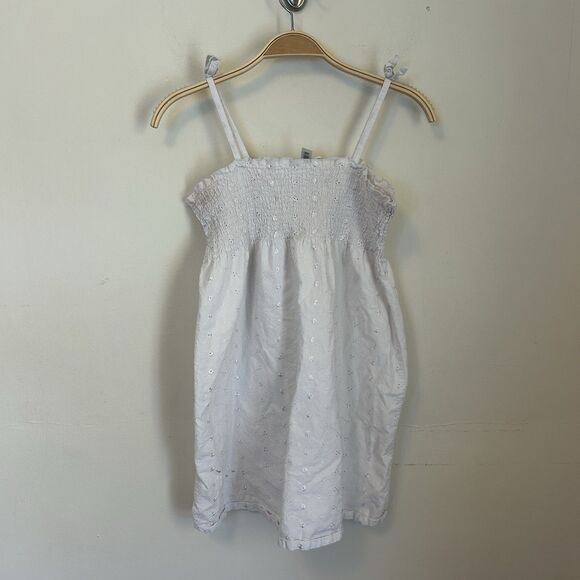 Y2K Tank Top Smocked Embroidered White Large‎ 100% Cotton Square Neck - Picture 1 of 4